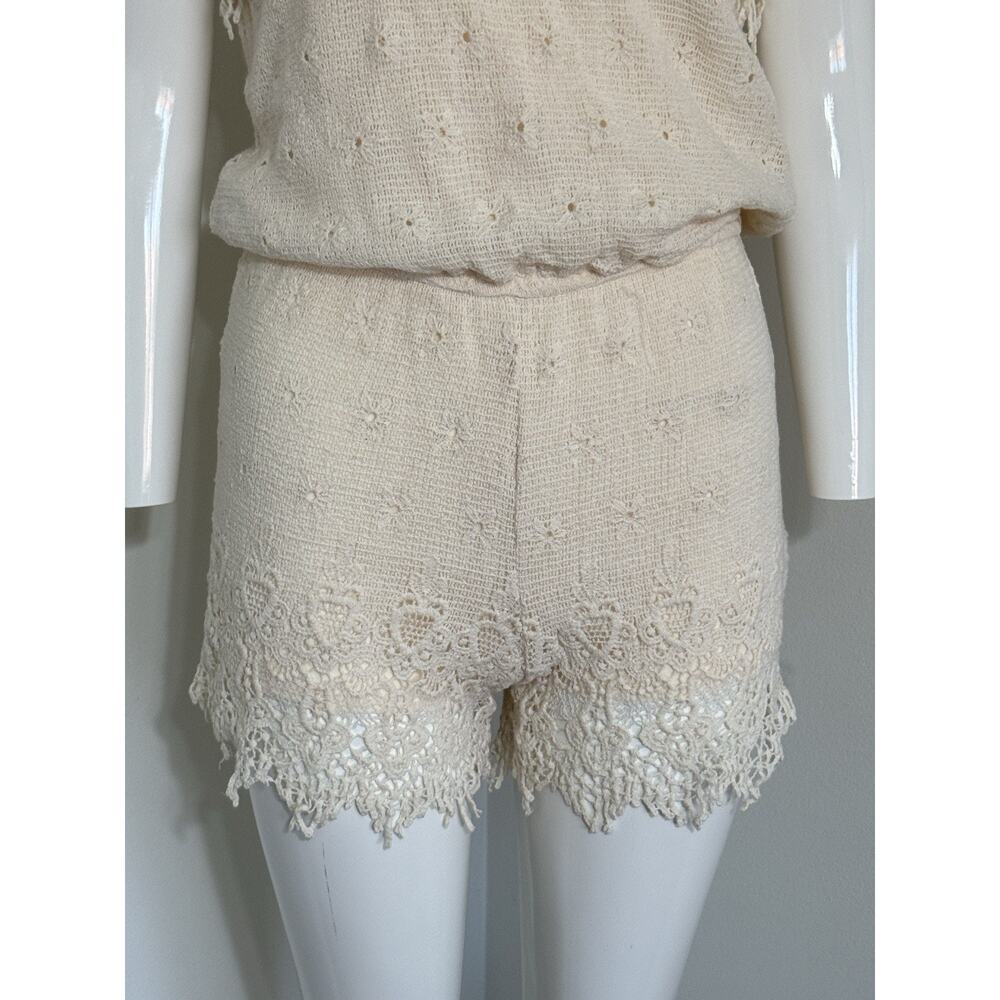 Jolt Women’s Strapless Crochet Lace Romper Cream Boho Beach Resortwear Size S - Picture 6 of 16